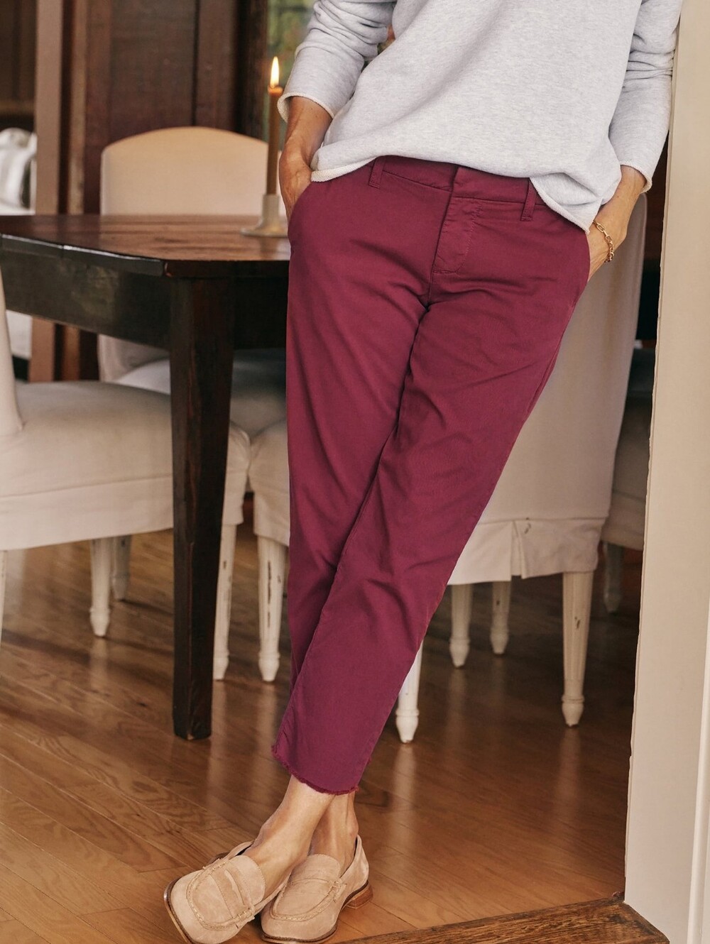 Frank & Eileen Wicklow Merlot Italian Performance Twill Chino Pants